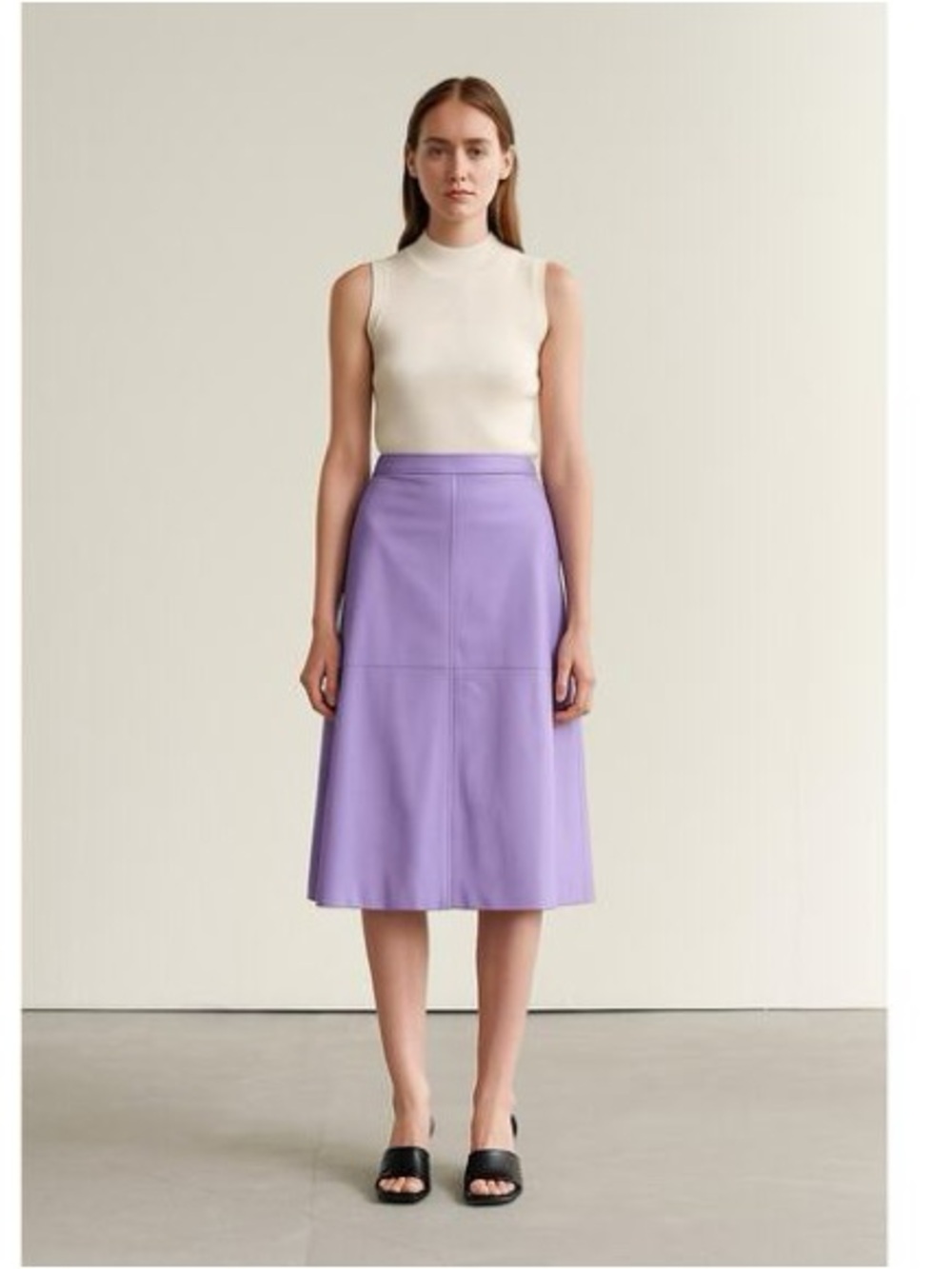 A-line midi skirt in faux leather